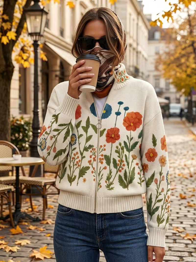 Klaudia | Kardigan Wildflower Meadow zapinany na zamek
