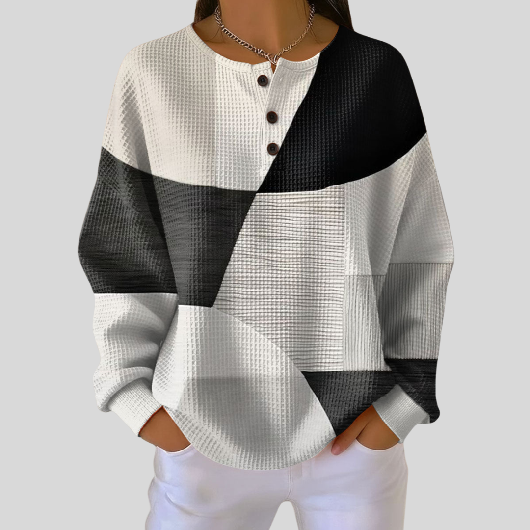 Klara | Bluza Henley z dzianiny waflowej