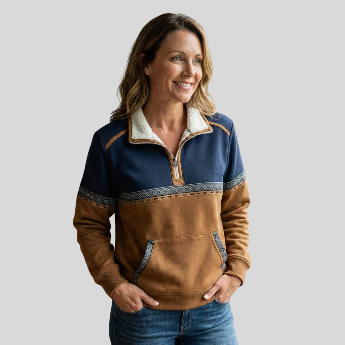 Gaja | Sweter Sherpa Collar z zamkiem błyskawicznym do połowy