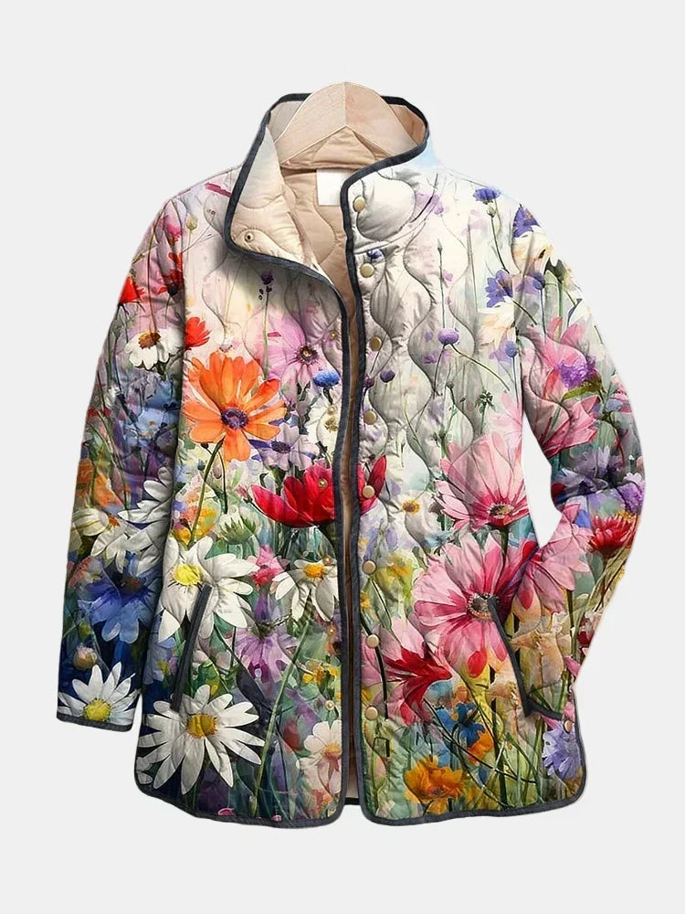 Oliwia | Urocza pikowana kurtka w stylu vintage w kwiatowy wzór — wersja ostateczna