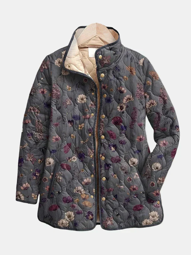 Wiktoria | Pikowana kurtka w stylu vintage w kwiatowy wzór