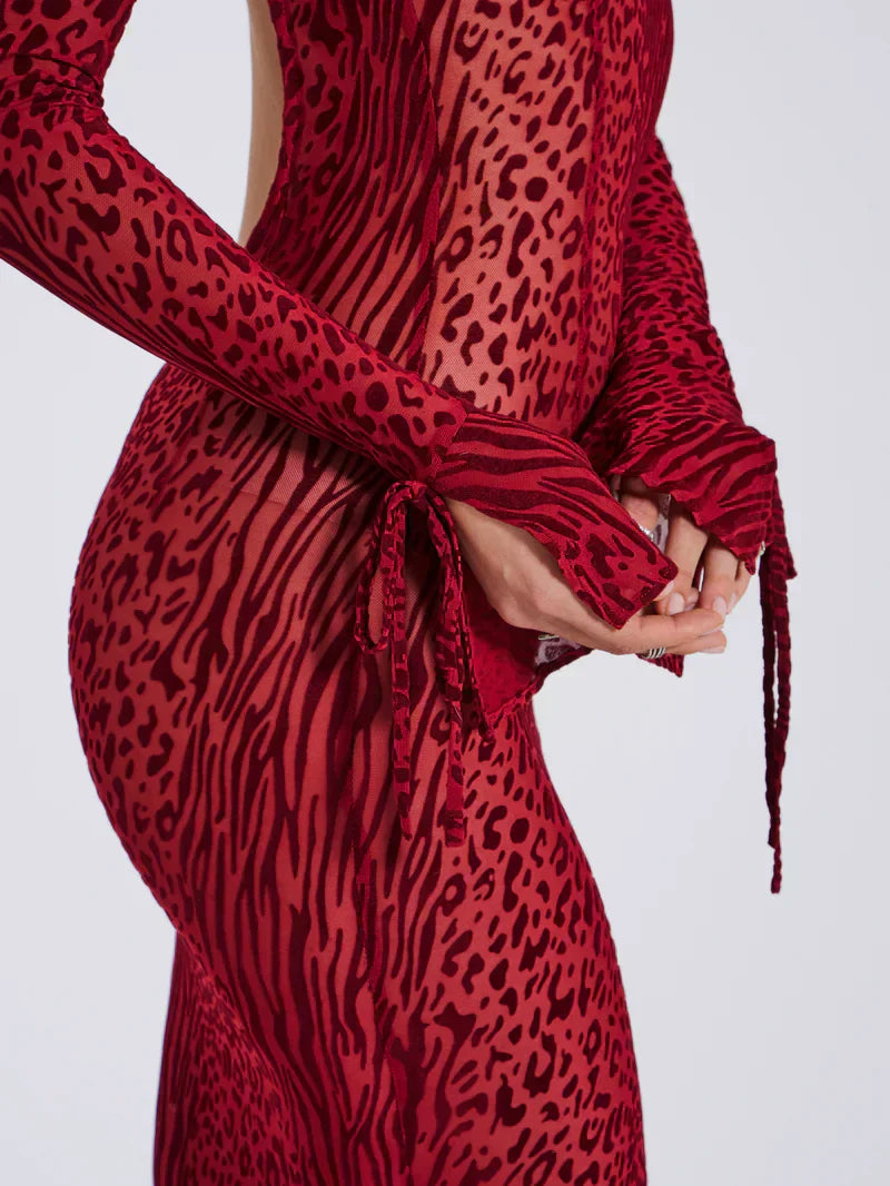 Miriam™ – Półtransparentna sukienka maxi w zwierzęcy print