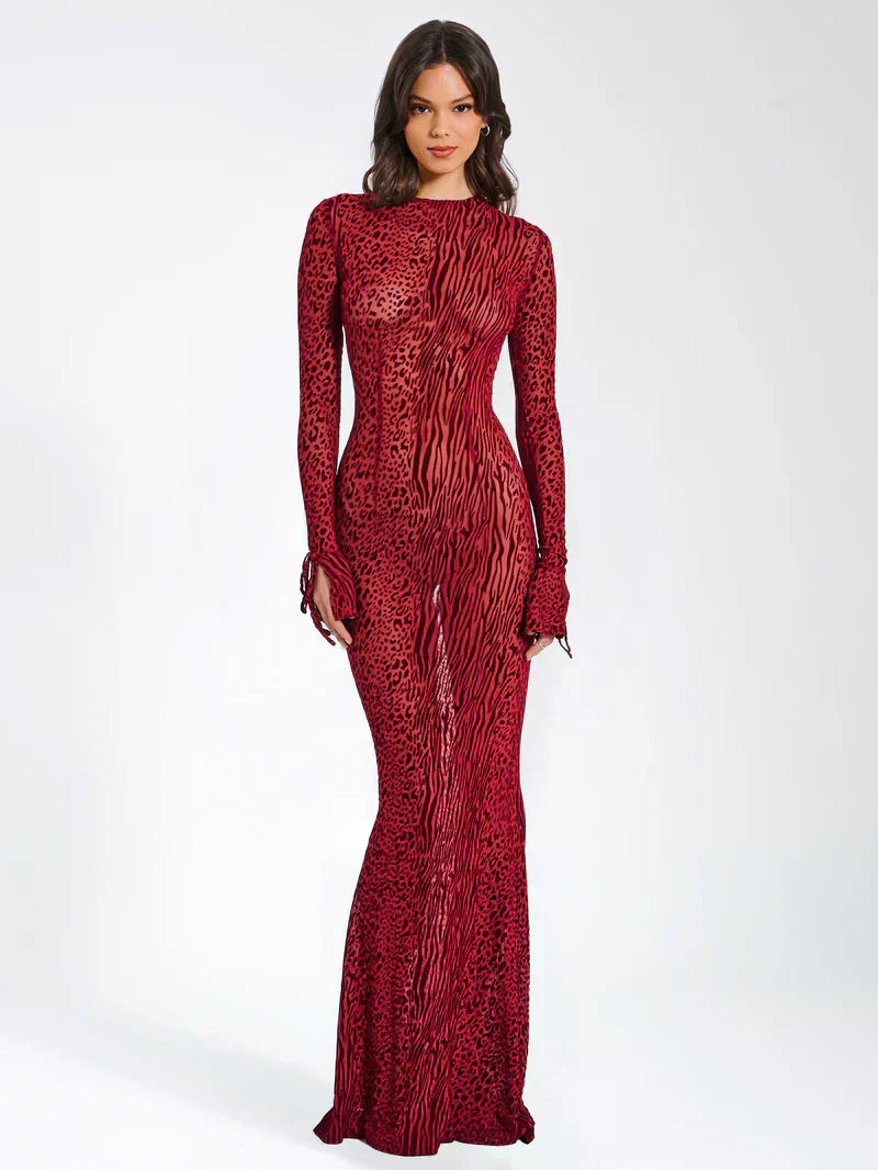 Miriam™ – Półtransparentna sukienka maxi w zwierzęcy print