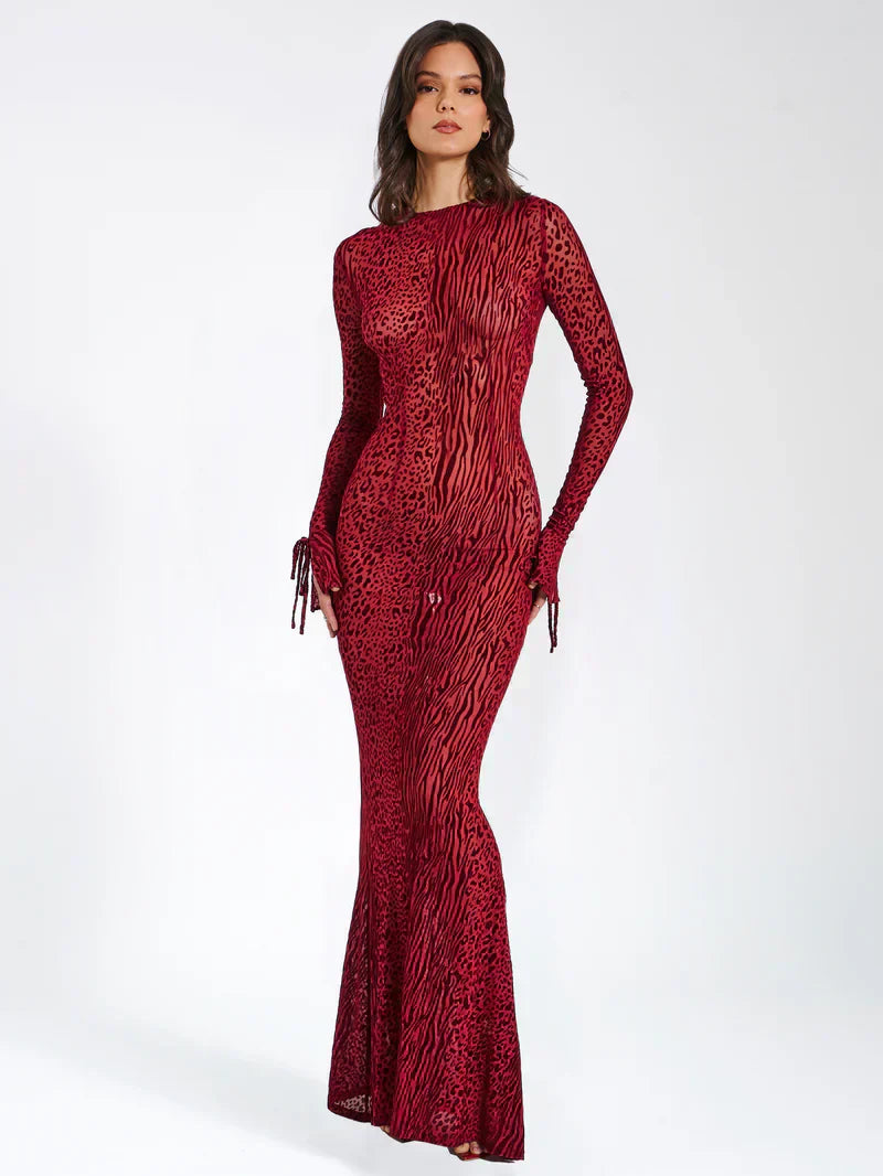 Miriam™ – Półtransparentna sukienka maxi w zwierzęcy print