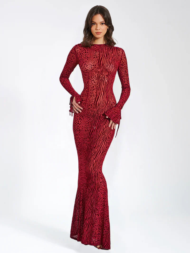 Miriam™ – Półtransparentna sukienka maxi w zwierzęcy print
