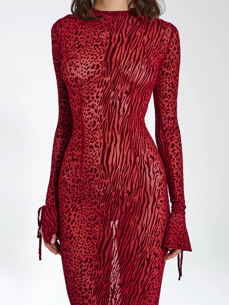 Miriam™ – Półtransparentna sukienka maxi w zwierzęcy print