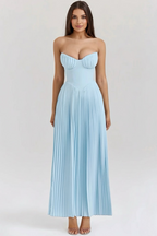 Anita™ – Plisowana sukienka maxi w linii A bez ramiączek