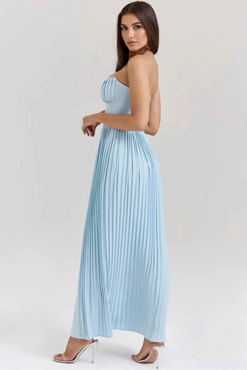 Anita™ – Plisowana sukienka maxi w linii A bez ramiączek
