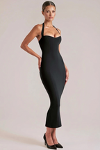 Wanda™ – Modelująca sukienka midi halter z dekoltem sweetheart