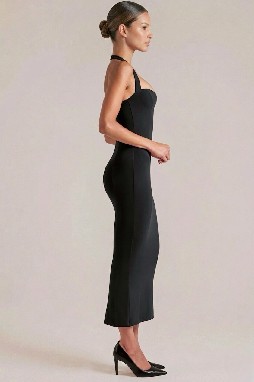 Wanda™ – Modelująca sukienka midi halter z dekoltem sweetheart