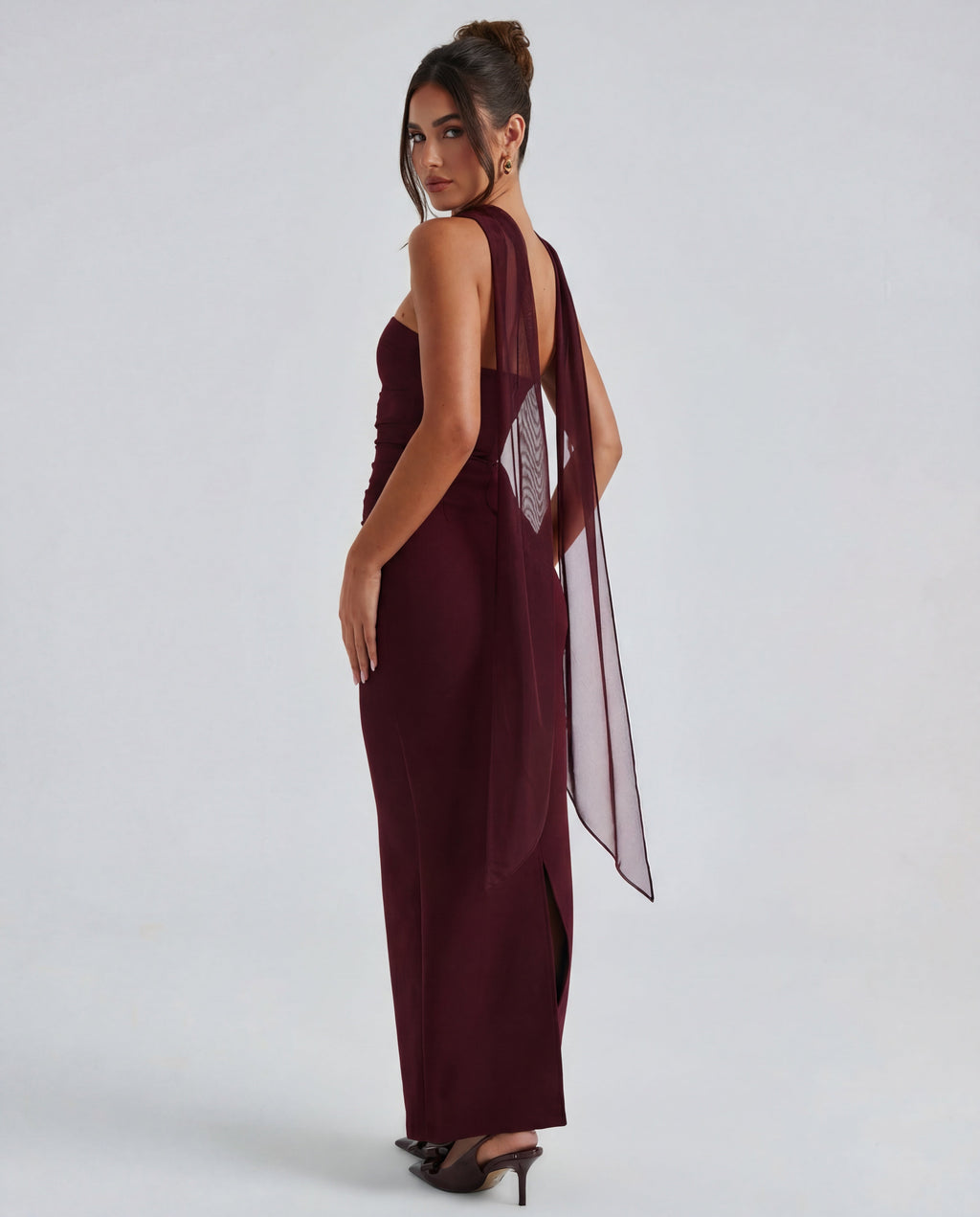 Roksana™ – Modelująca sukienka maxi bez ramiączek z odpinanym szalem