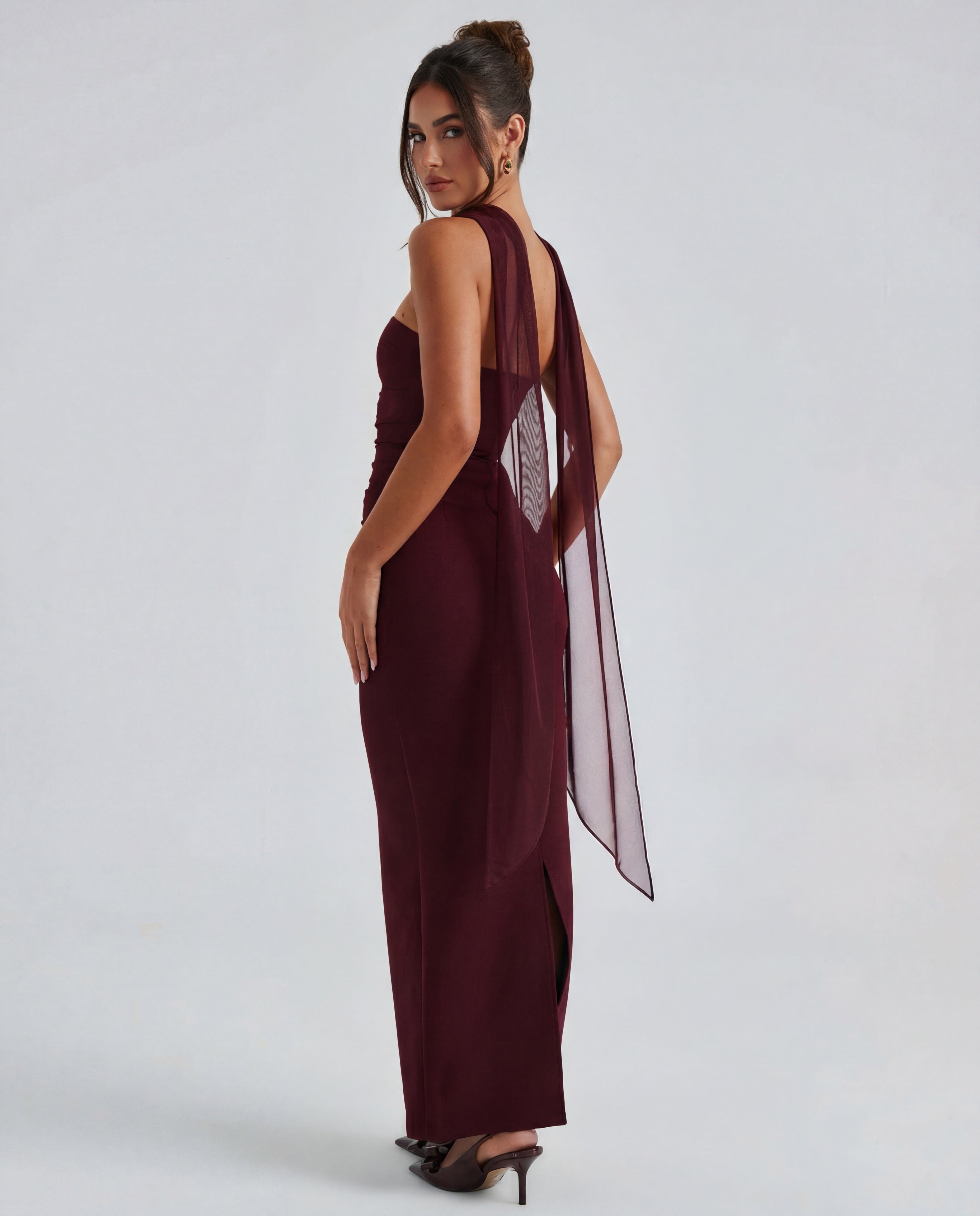 Roksana™ – Modelująca sukienka maxi bez ramiączek z odpinanym szalem