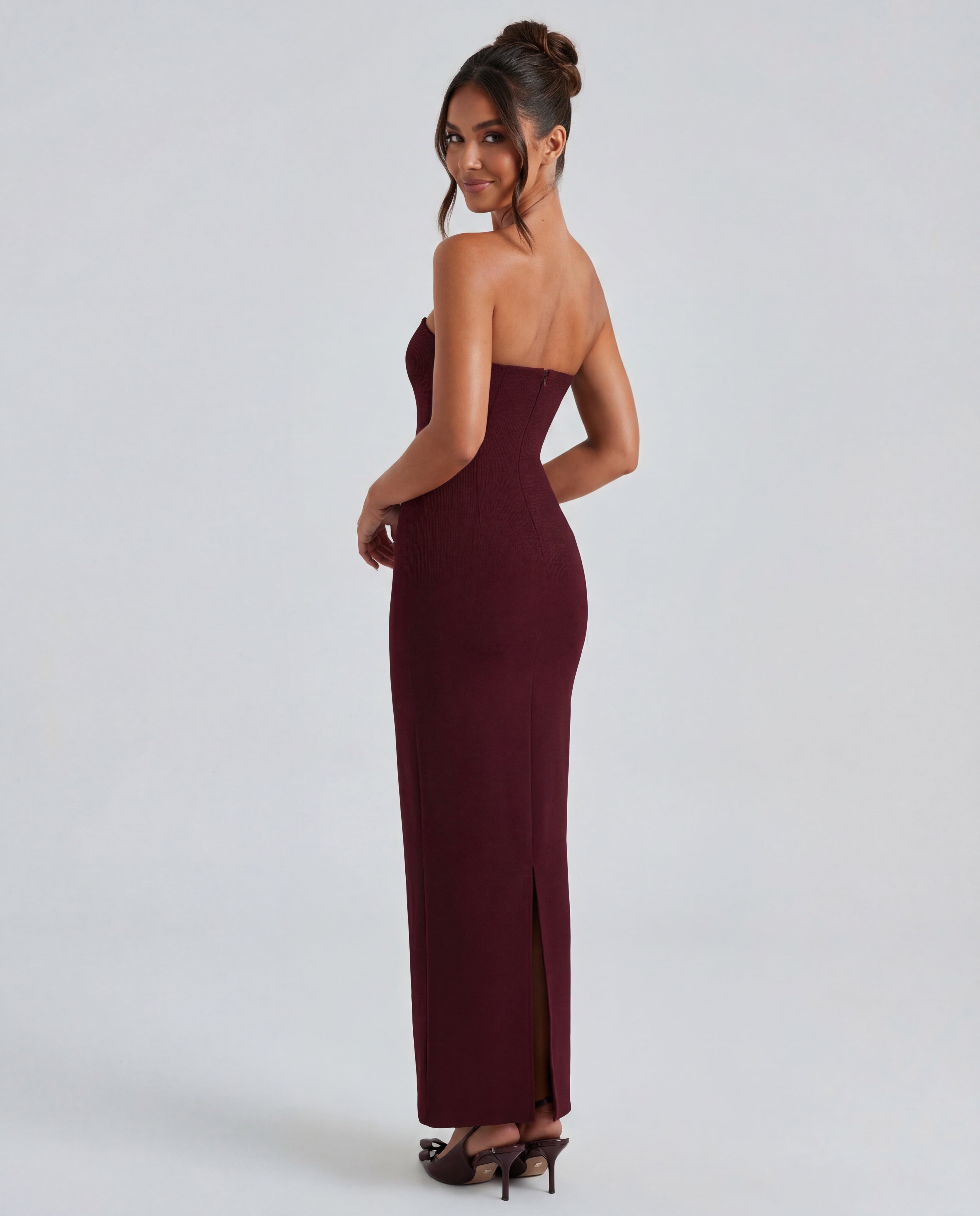 Roksana™ – Modelująca sukienka maxi bez ramiączek z odpinanym szalem