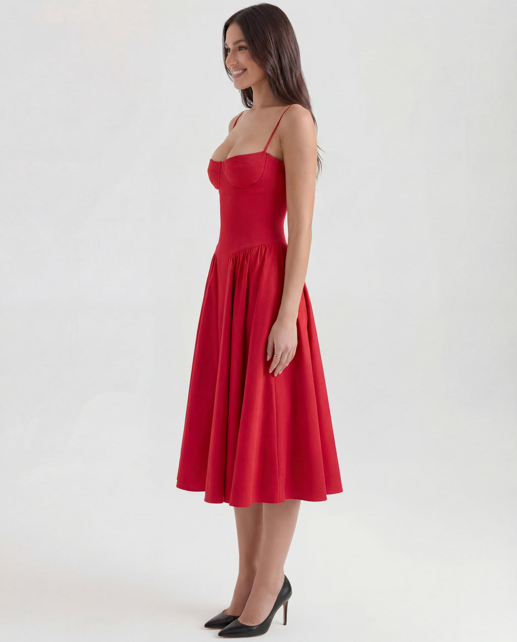 Karina™ – Gorsetowa sukienka midi z fiszbinami i dekoltem sweetheart