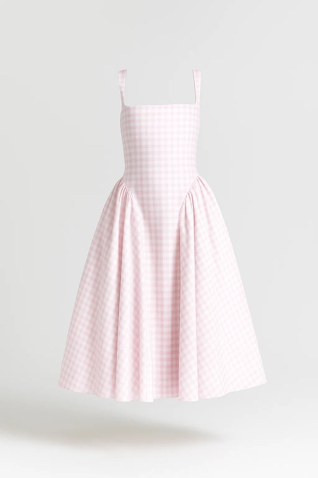 Natalia™ – Sukienka midi w kratę retro z kwadratowym dekoltem
