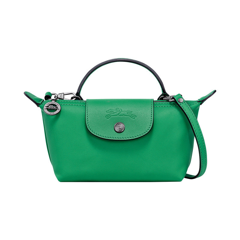 Mini skórzana torebka typu tote – zielona
