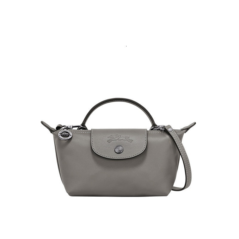 Mini skórzana torebka typu tote – szara
