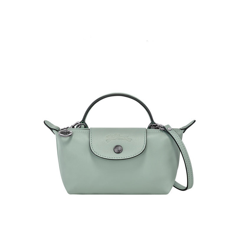 Mini skórzana torebka typu tote – jasnoniebieska