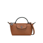Mini skórzana torebka typu tote – brązowa
