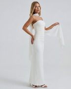 Roksana™ – Modelująca sukienka maxi bez ramiączek z odpinanym szalem