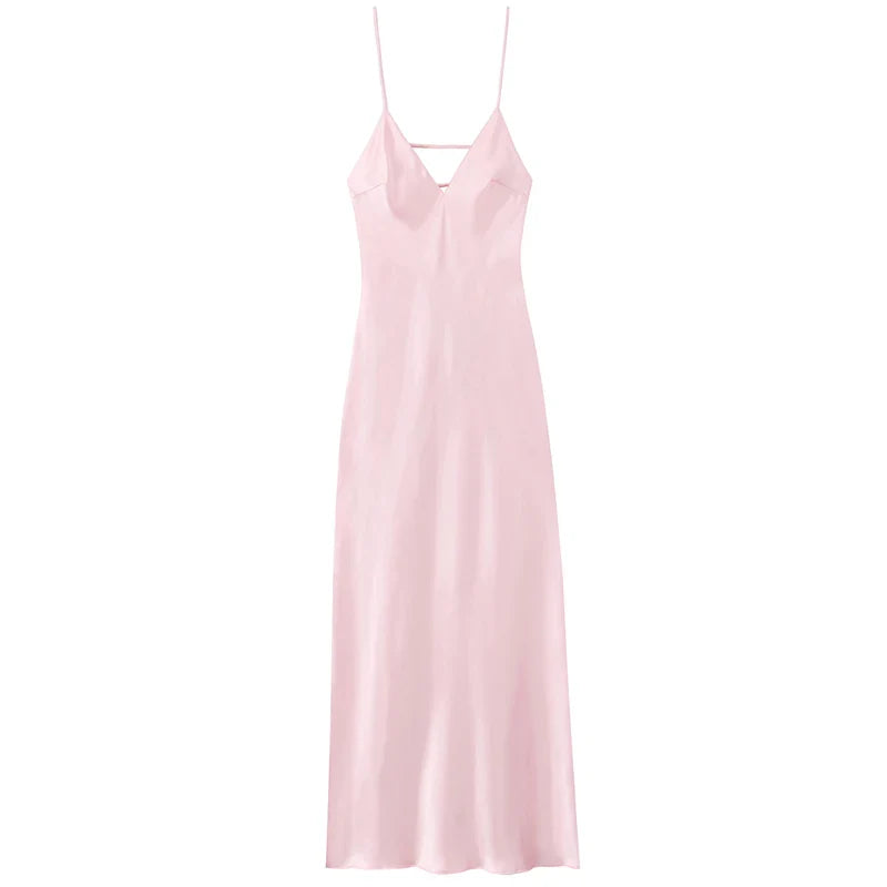 Olga™ – Sukienka maxi slip z jedwabistym wykończeniem