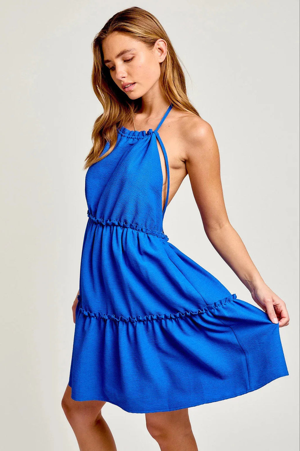 Melania™ – Sukienka mini halter z odkrytymi plecami i rozkloszowanym dołem
