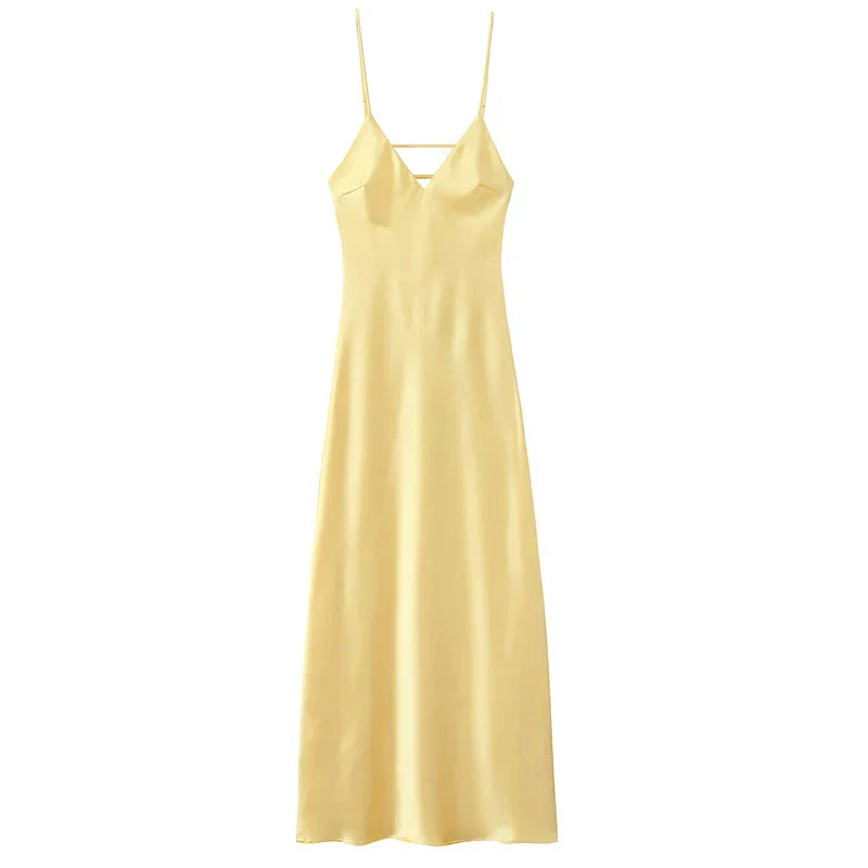 Olga™ – Sukienka maxi slip z jedwabistym wykończeniem