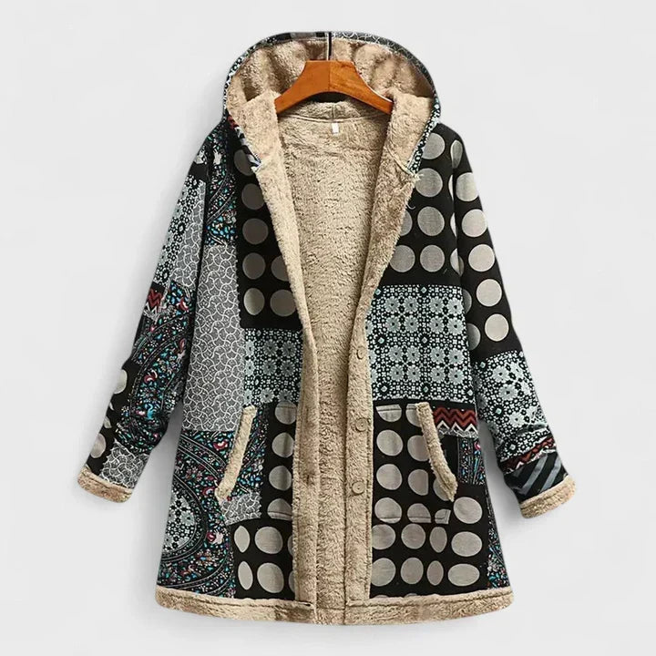 Hanna | Przytulna parka w stylu vintage – czarno-szara