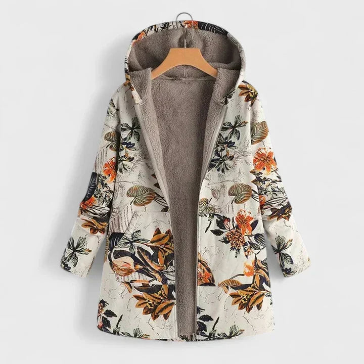 Malwina | Przytulna parka vintage - beżowo-pomarańczowa