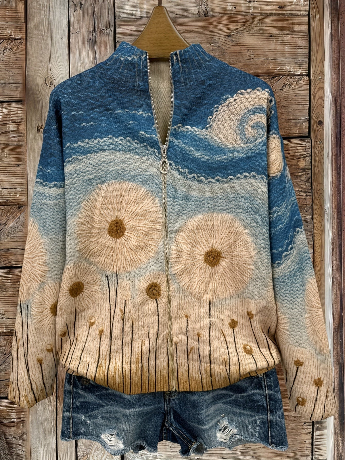 Zuzanna | Pikowany kardigan Dandelion Meadow zapinany na zamek