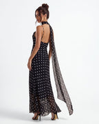 Stefania™ – Sukienka maxi w groszki z transparentnym dołem