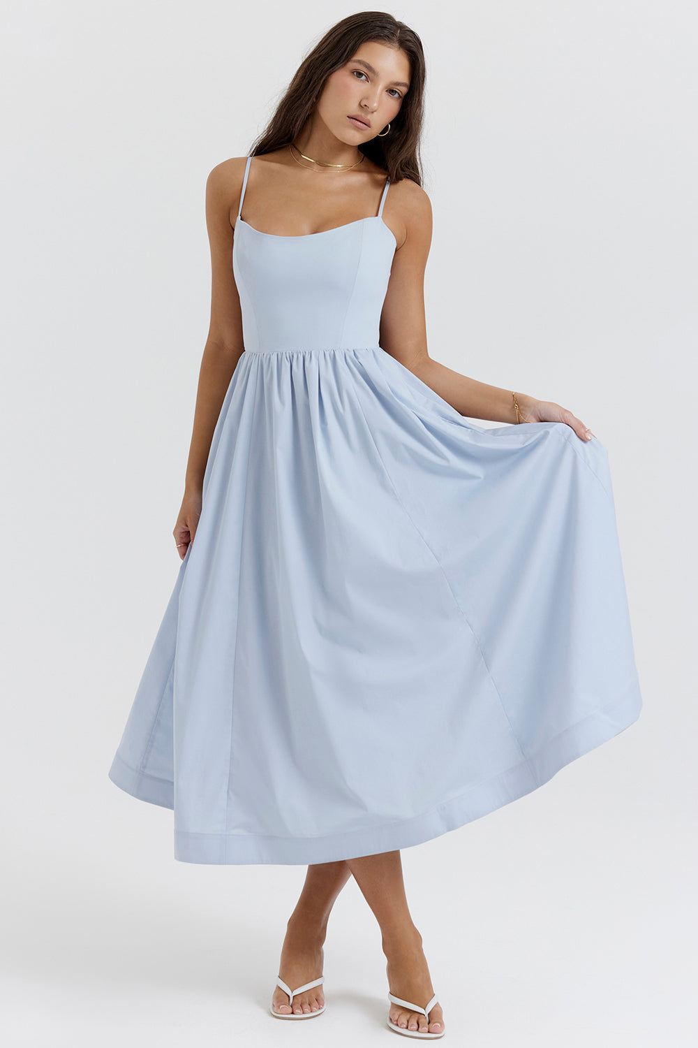 Alicja™ – Elegancka sukienka midi bez rękawów z odkrytymi plecami