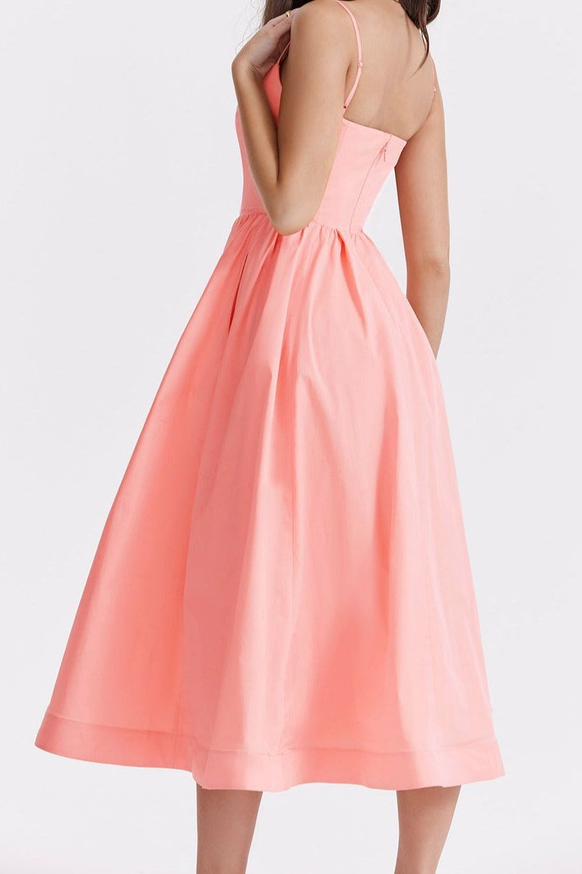 Alicja™ – Elegancka sukienka midi bez rękawów z odkrytymi plecami