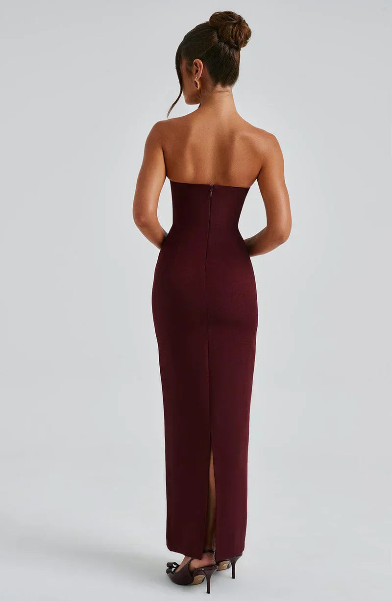 Roksana™ – Modelująca sukienka maxi bez ramiączek z odpinanym szalem